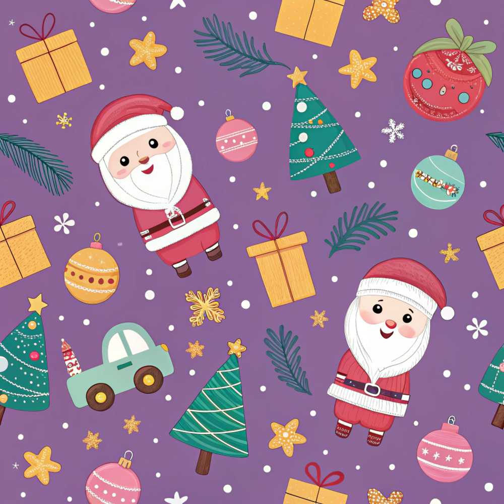 Cute Christmas Santa Tree Gift Cartoon Festive Holiday