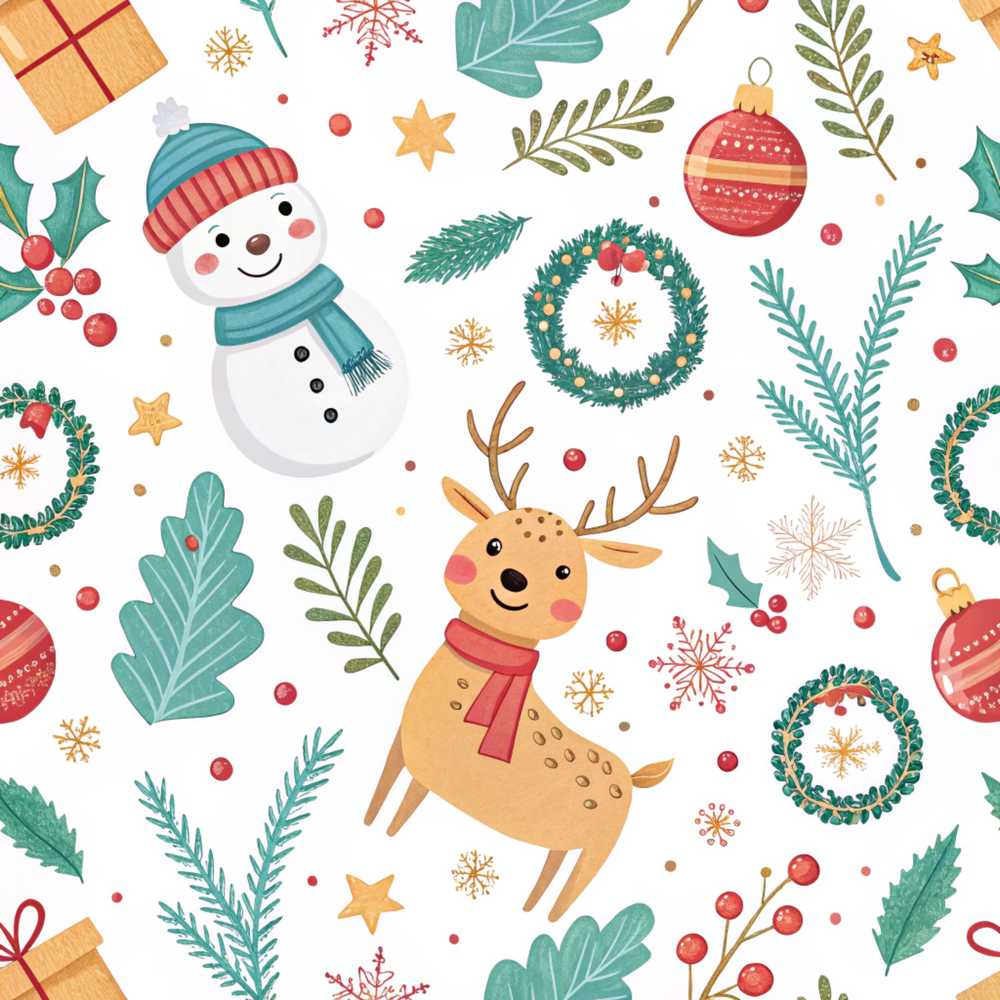 Snowman Reindeer Wreath Winter Christmas Cute Festive Holiday