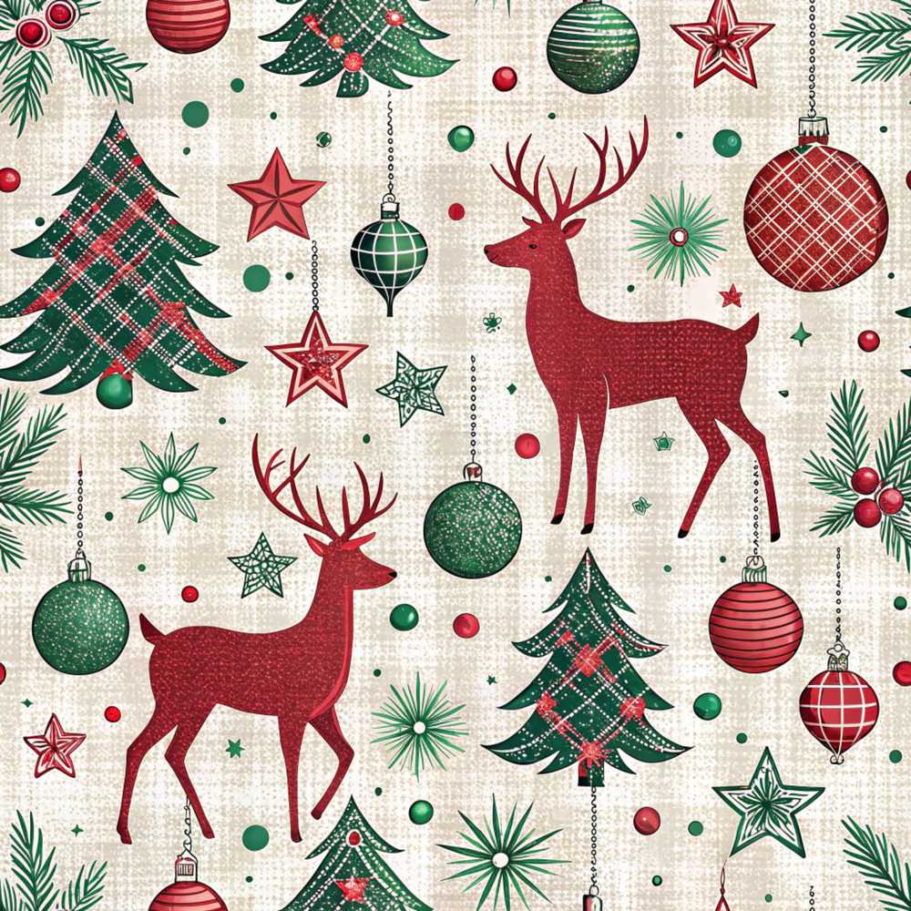Red Reindeer Christmas Ornaments Festive Holiday Seasonal Pattern
