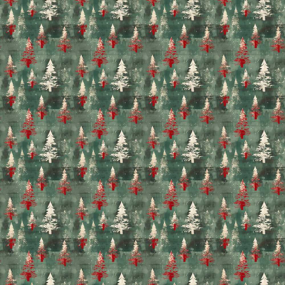 Abstract Watercolor Christmas Trees Green Artistic Festive Holiday