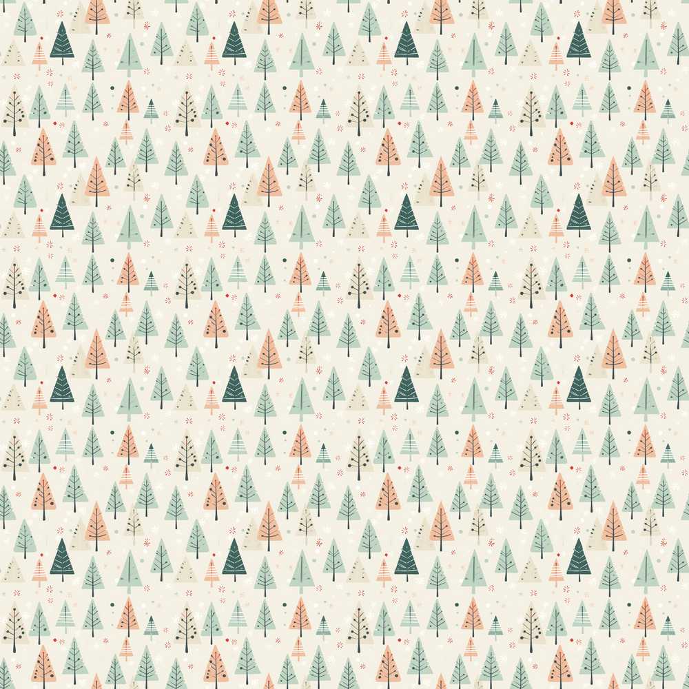 Pastel Christmas Trees Scandinavian Neutral Festive Holiday Seasonal