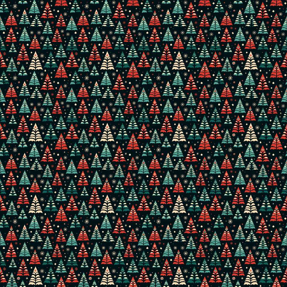 Dark Background Christmas Trees Festive Holiday Seasonal Pattern