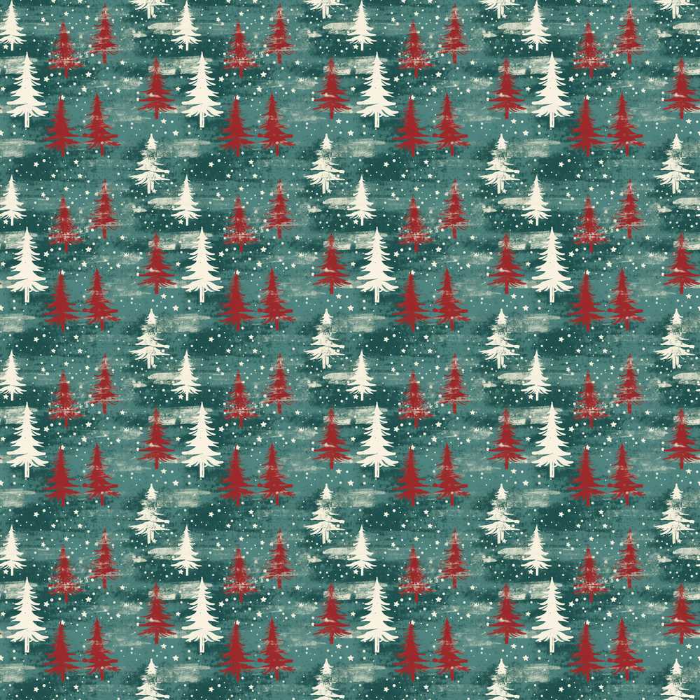 Rustic Painted Christmas Trees Vintage Festive Holiday Seasonal
