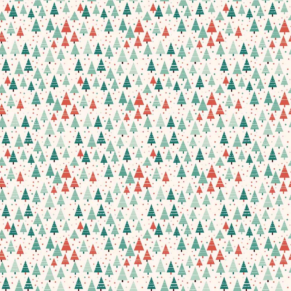 Small Repeating Christmas Trees Red Green Festive Holiday