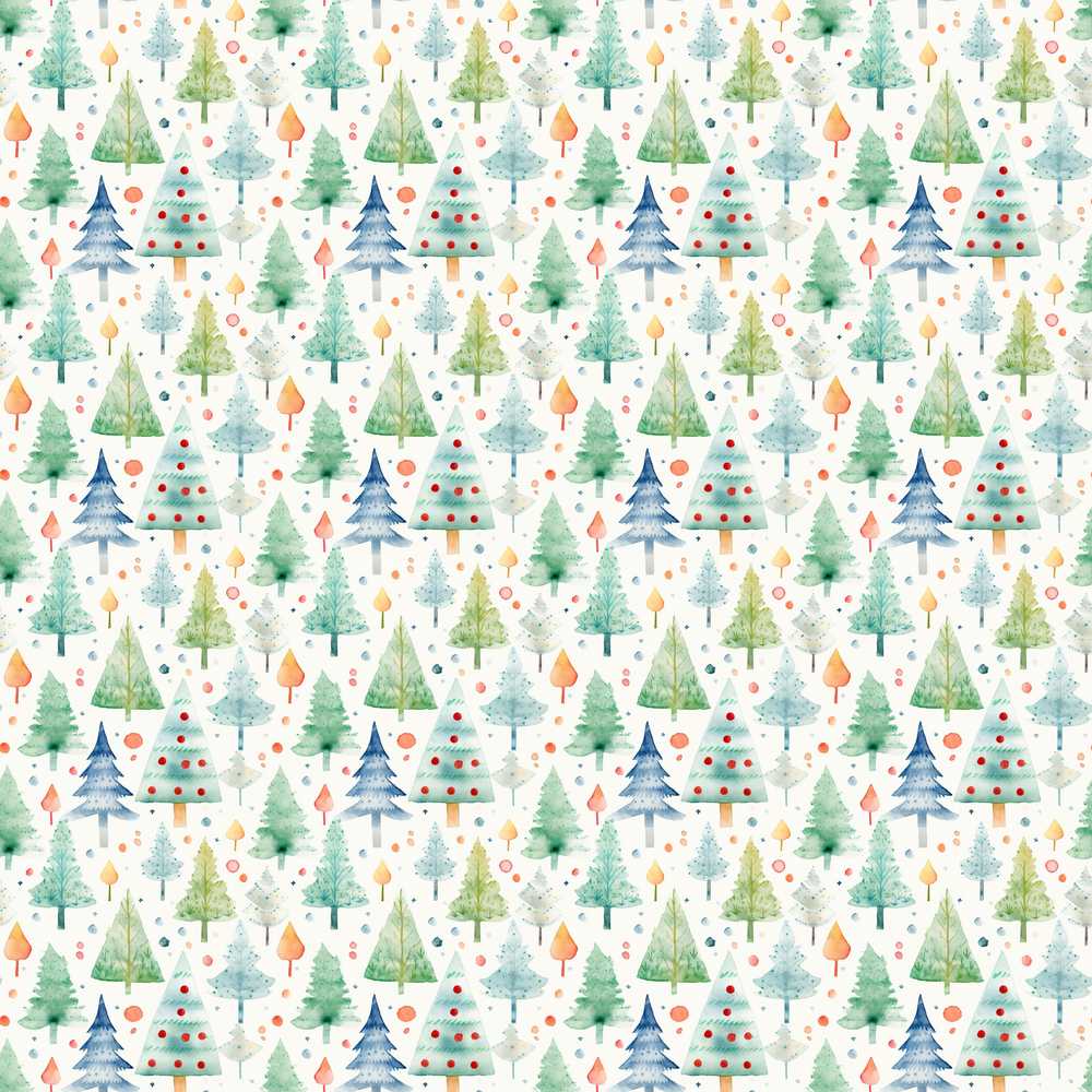 Watercolor Christmas Tree Pastel Forest Festive Holiday Seasonal