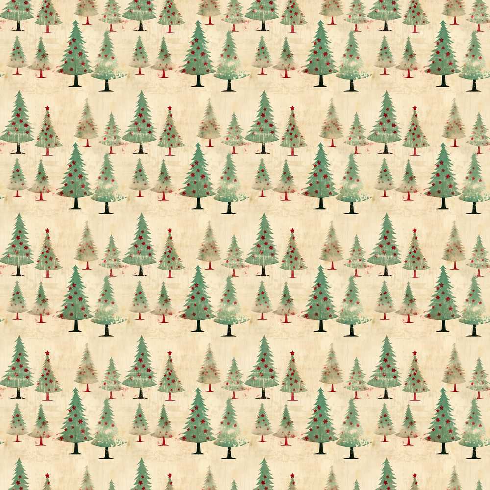 Vintage Christmas Tree Rustic Beige Festive Holiday Seasonal