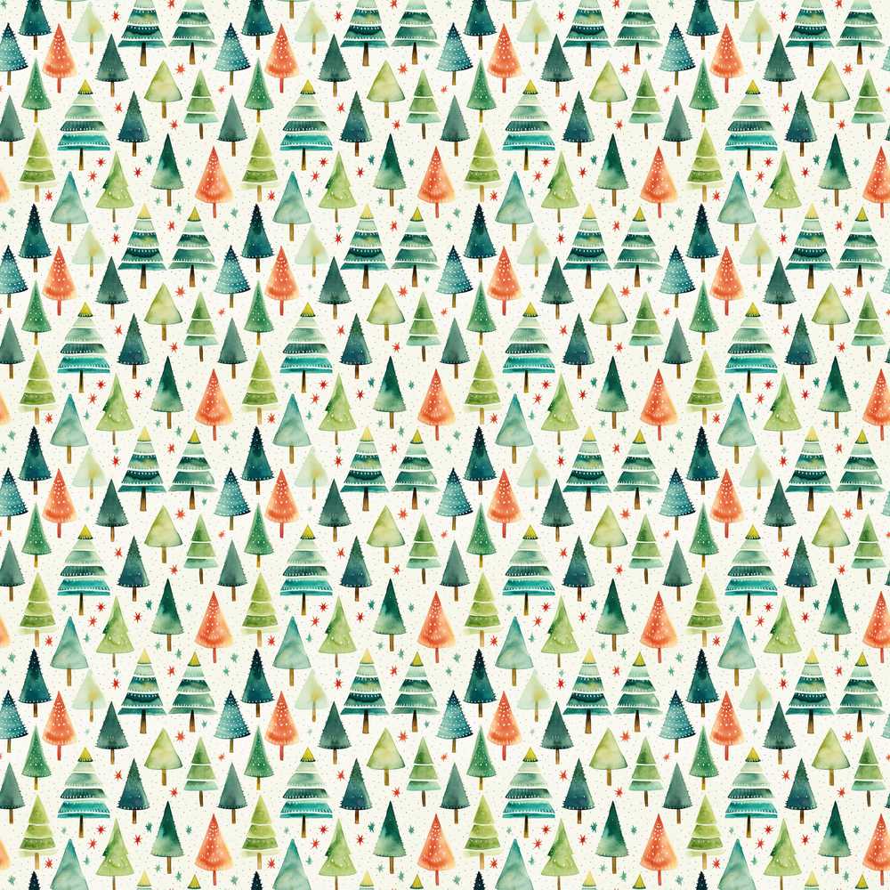 Hand Drawn Christmas Tree Holiday Cream Background Festive
