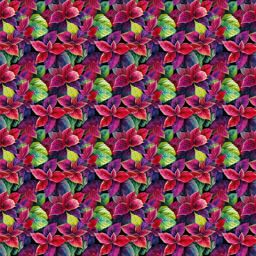 Vibrant Pink Green Tropical Leaves Wildflower Pattern Botanical