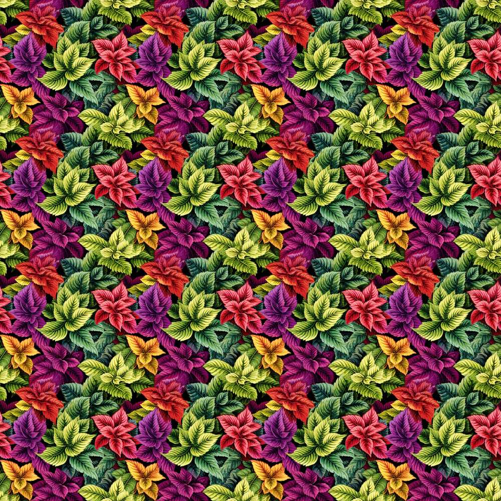 Multicolor Tropical Leaves Dense Botanical Wildflower Pattern