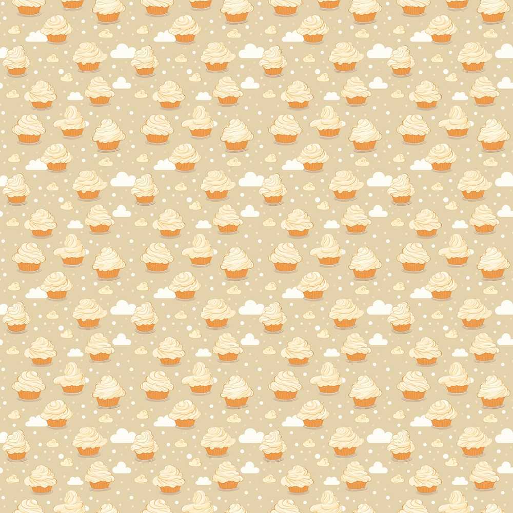 Cute Cupcake and Clouds Sweet Dessert Soft Neutral Background