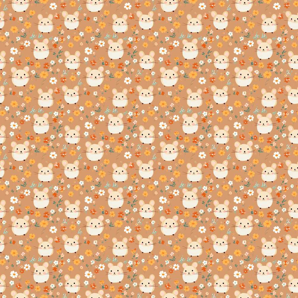 Cute Bunny Floral Meadow Wildflower Pattern Botanical
