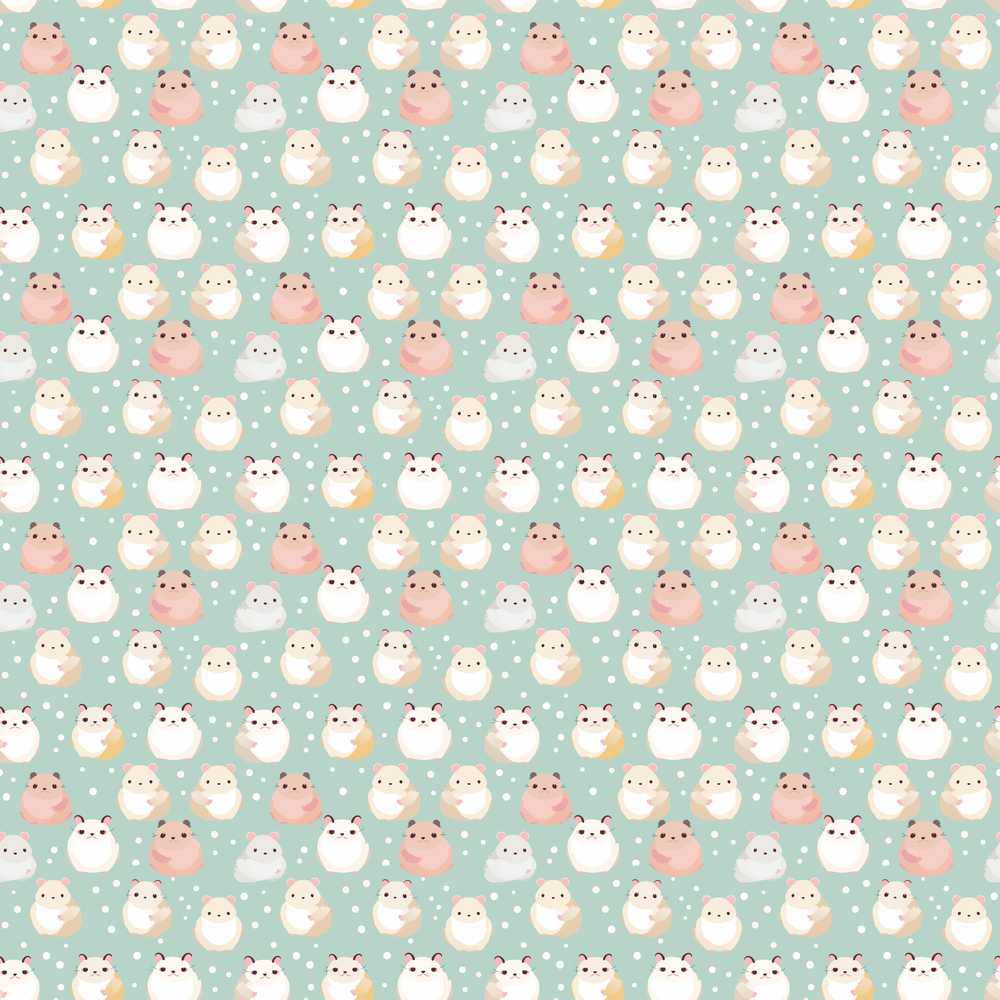 Pastel Cute Hamster Soft Polka Dot Illustration Repeat