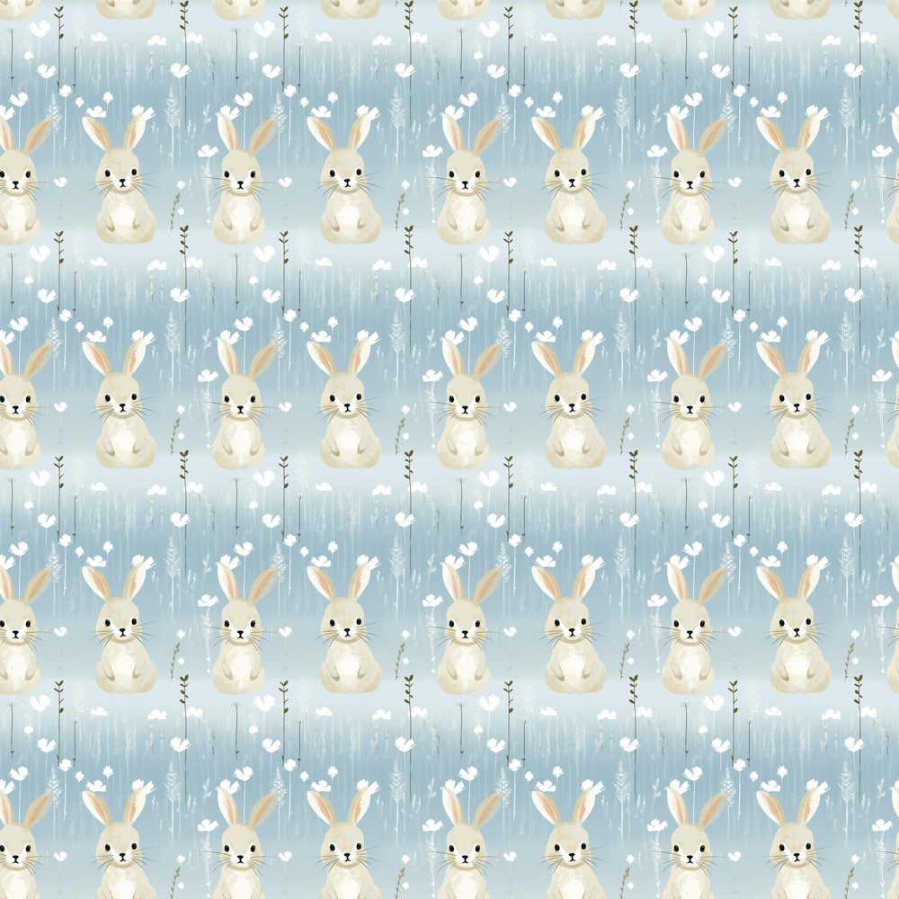 Pastel Neutral Bunny Woodland Illustration Repeat Pattern Design