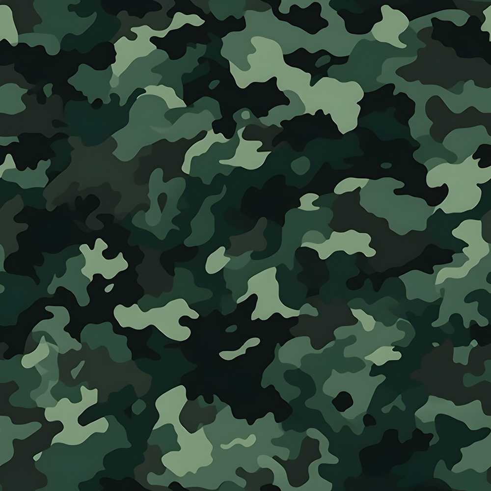 Deep Forest Green Camouflage Modern Decorative Repeat Pattern