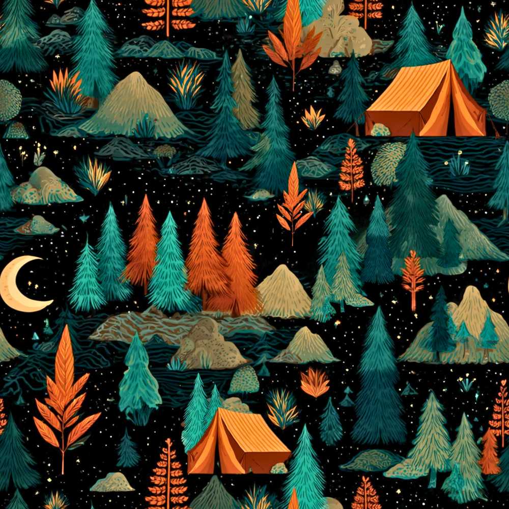 Stylized Forest Trees Nature Decorative Repeat Pattern Design