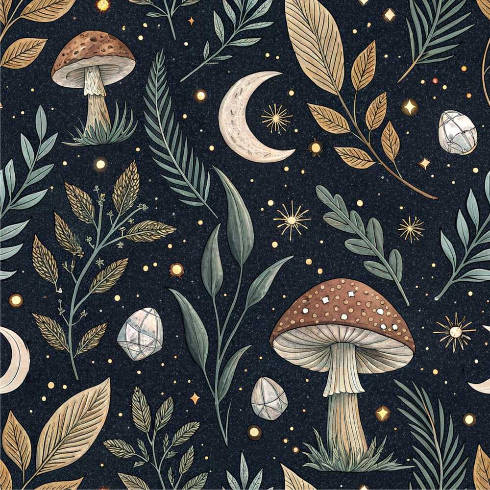 Celestial Candle Moon Stars Mystic Night Cosmic Illustration