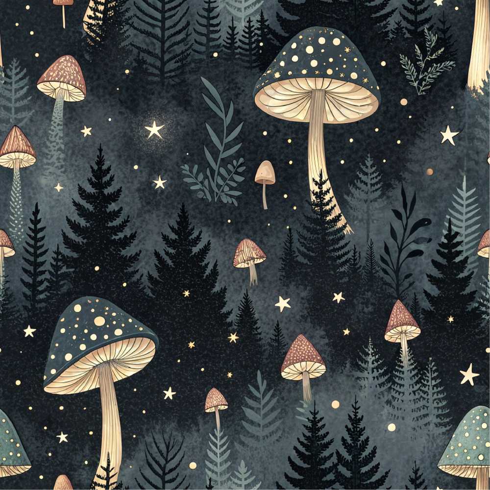 Magical Floral Moon Golden Berries Night Wildflower Pattern Botanical
