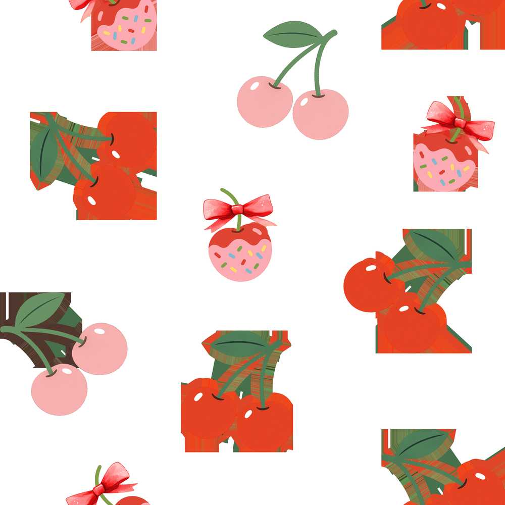 Cherry Fruit Vertical Stripe Soft Pastel Background Repeat