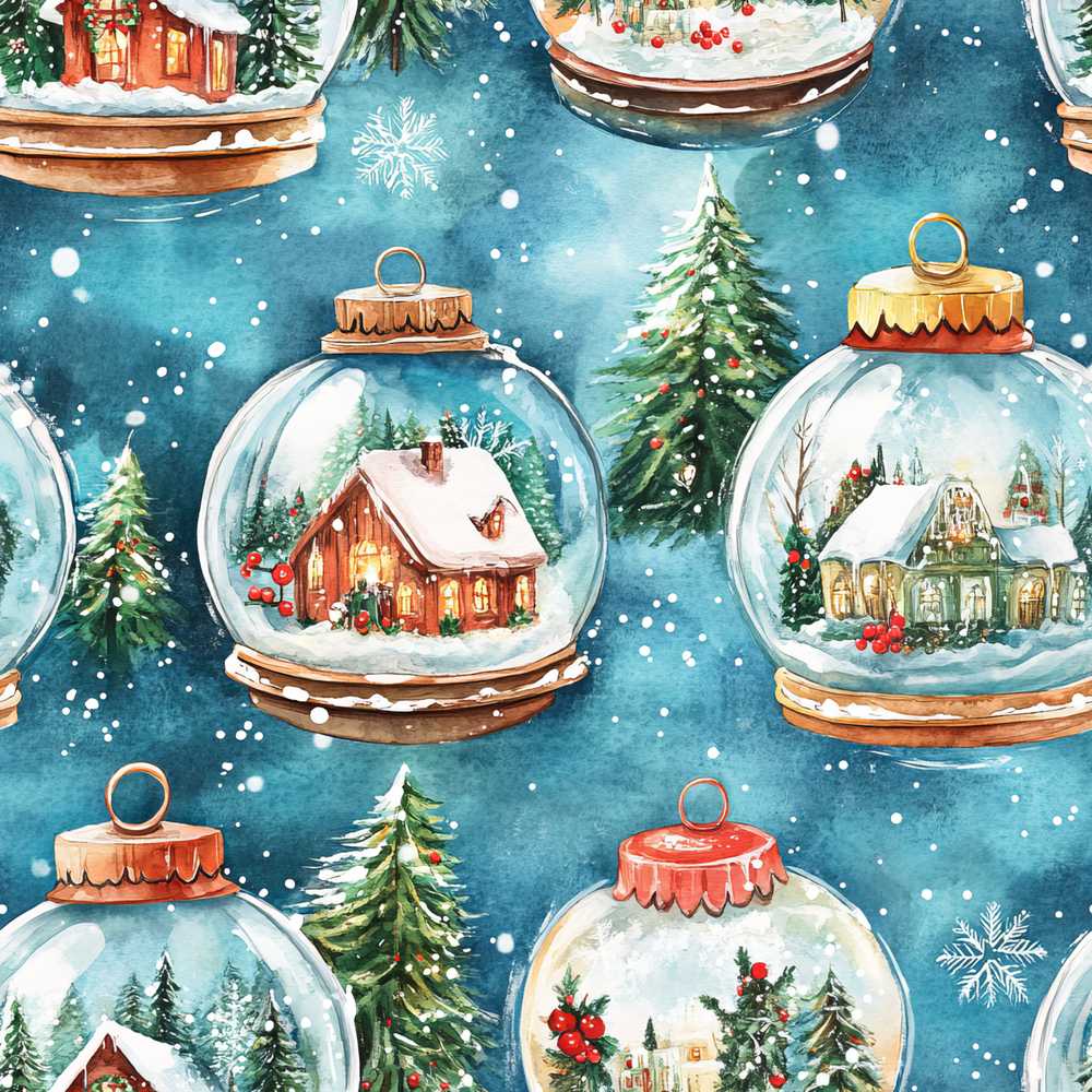 Watercolor Christmas Snow Globe Winter Festive Holiday Seasonal