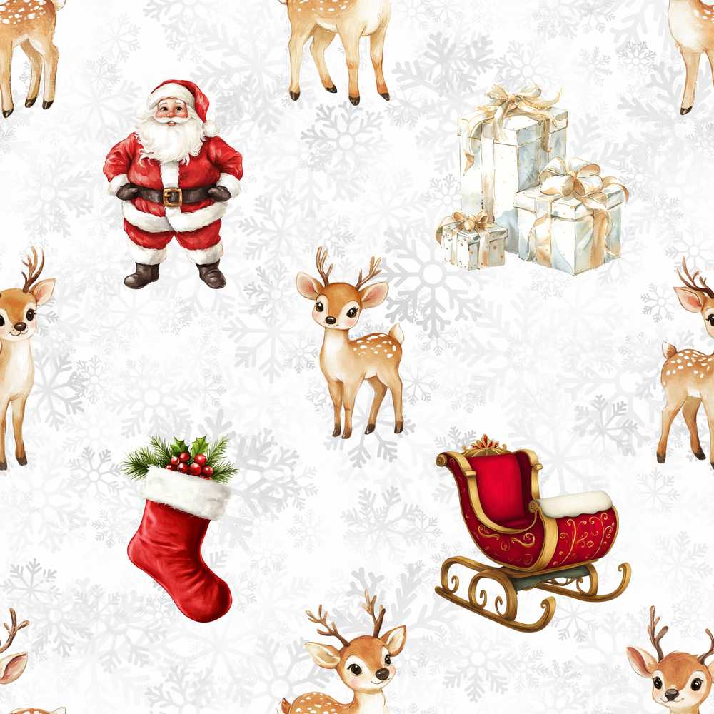 Cute Christmas Santa Reindeer Sleigh Gift Festive Holiday