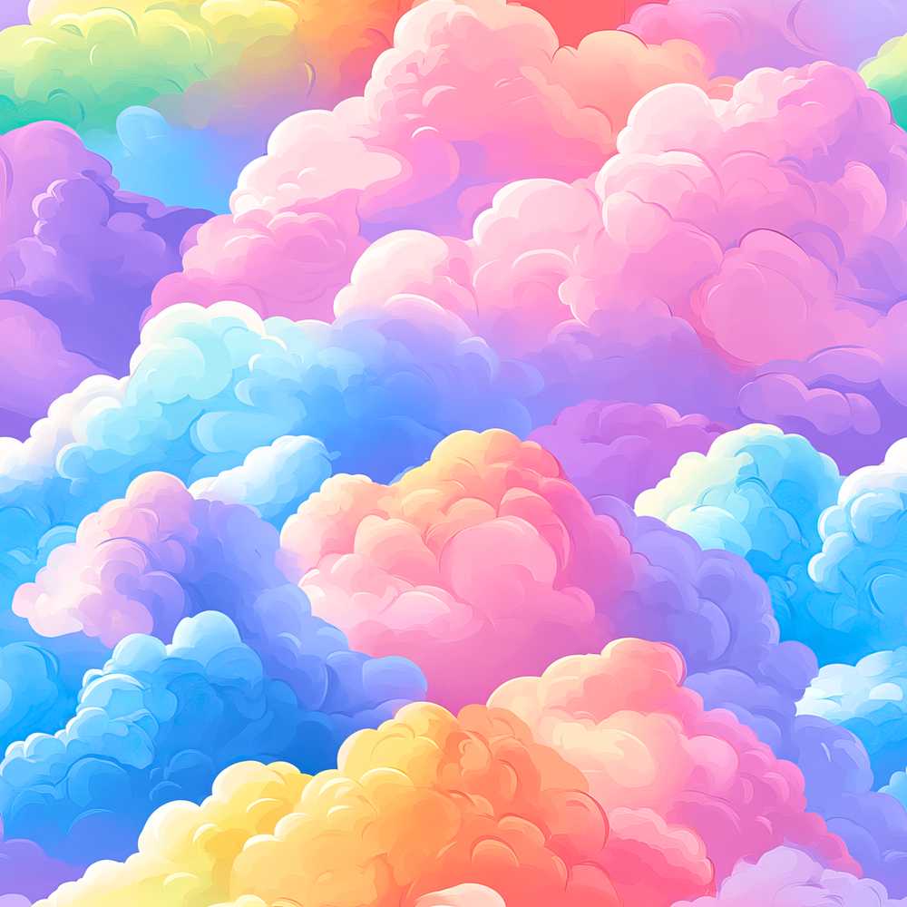 Pastel Rainbow Cloud Sky Dreamy Decorative Repeat Pattern