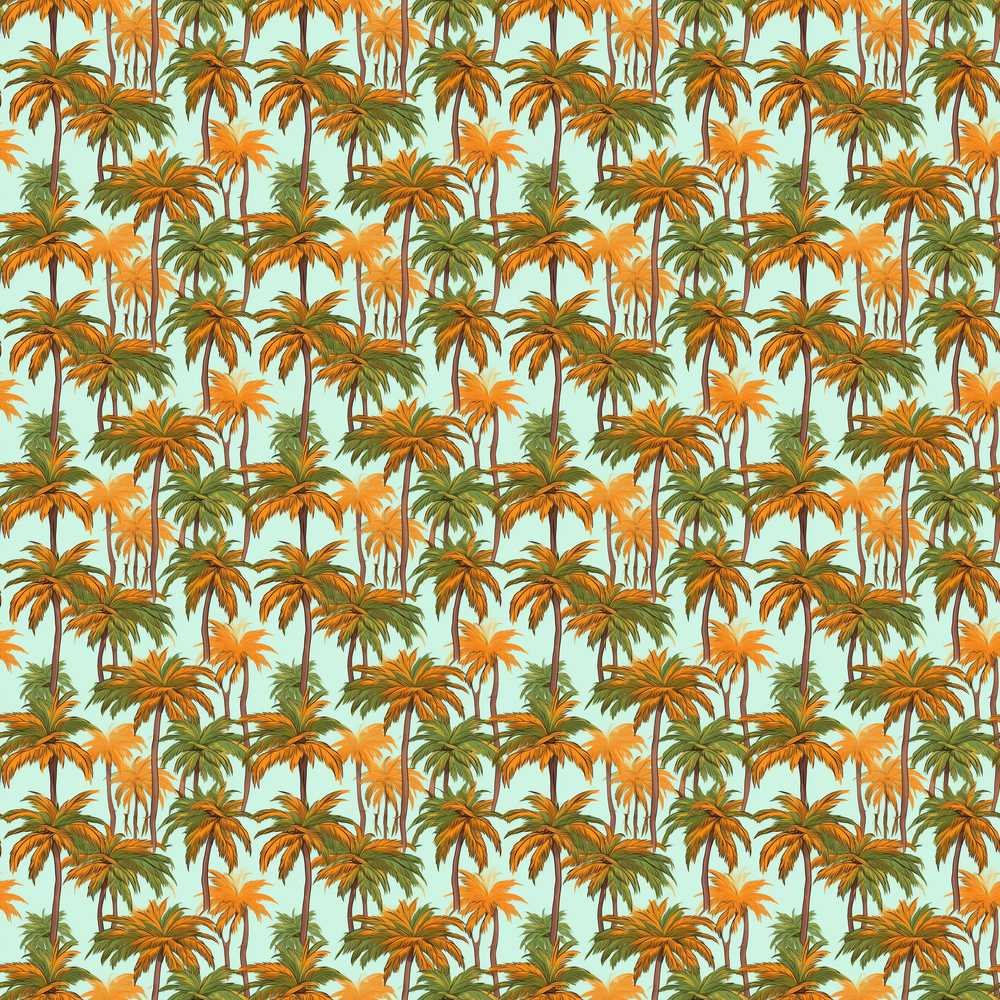 Tropical Palm Tree Summer Beach on Mint Background