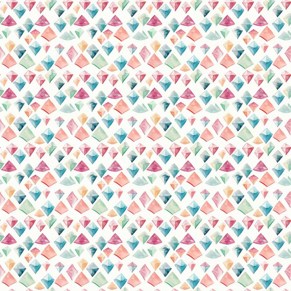 Watercolor Pastel Gem Diamond Repeat Pattern Decorative Design