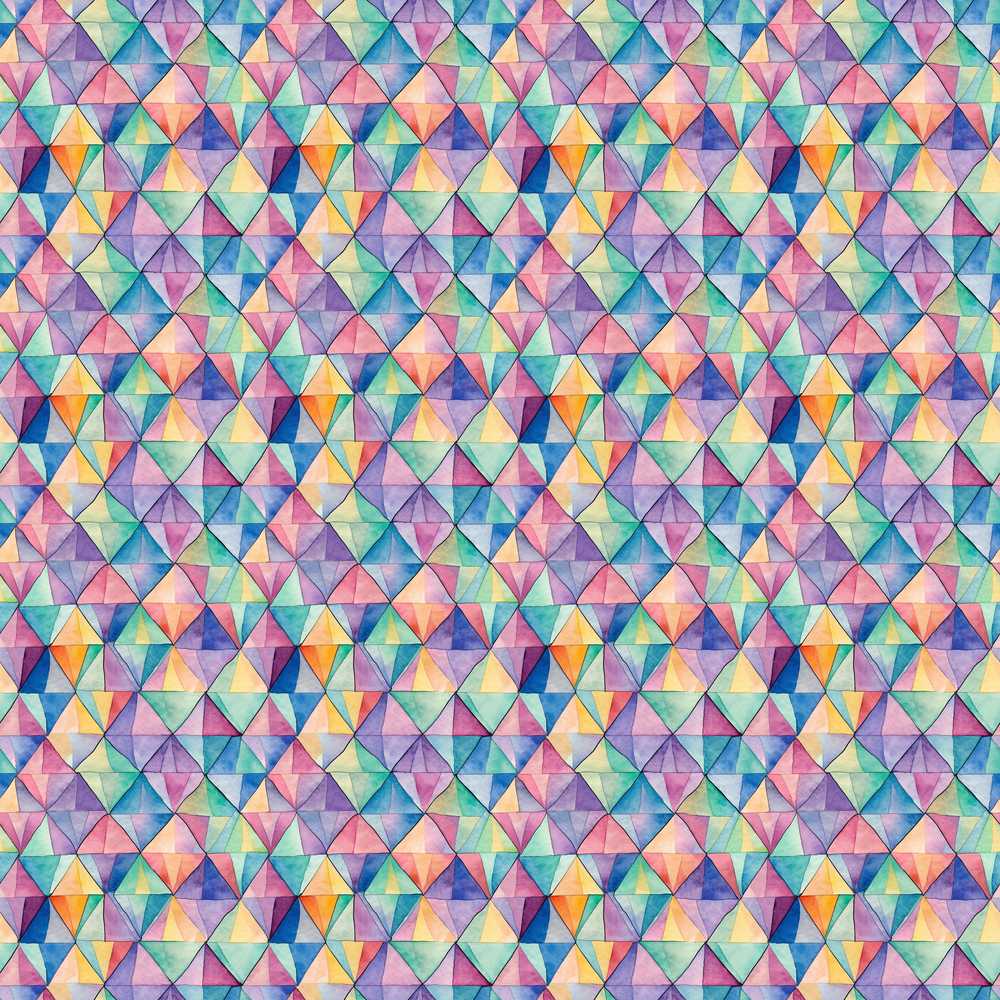 Watercolor Triangle Mosaic Decorative Repeat Pattern Design