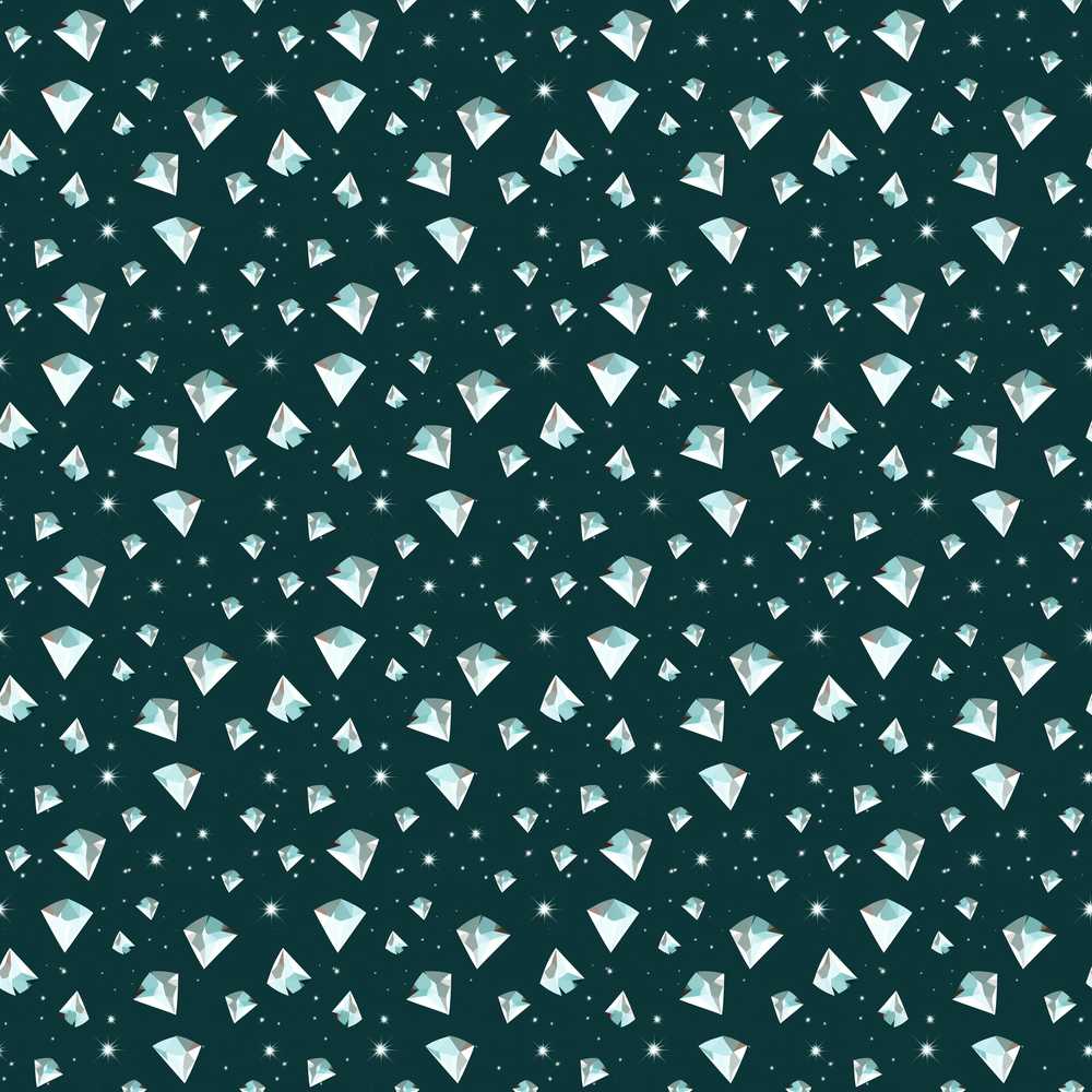 Crystal Diamond Starry on Dark Teal Repeat Pattern