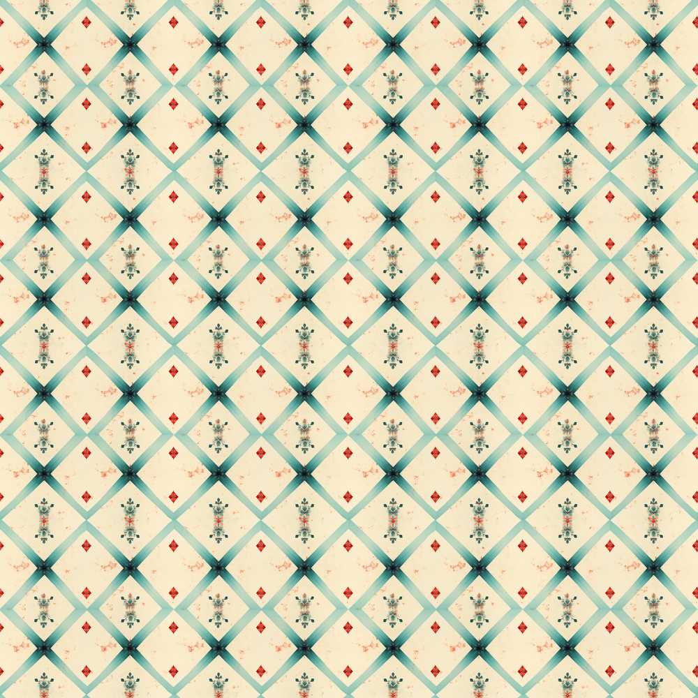 Vintage Floral Diamond Lattice Wildflower Pattern Botanical