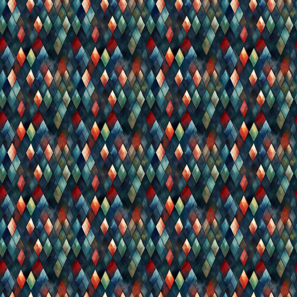 Dark Abstract Diamond in Blue Red Art Texture