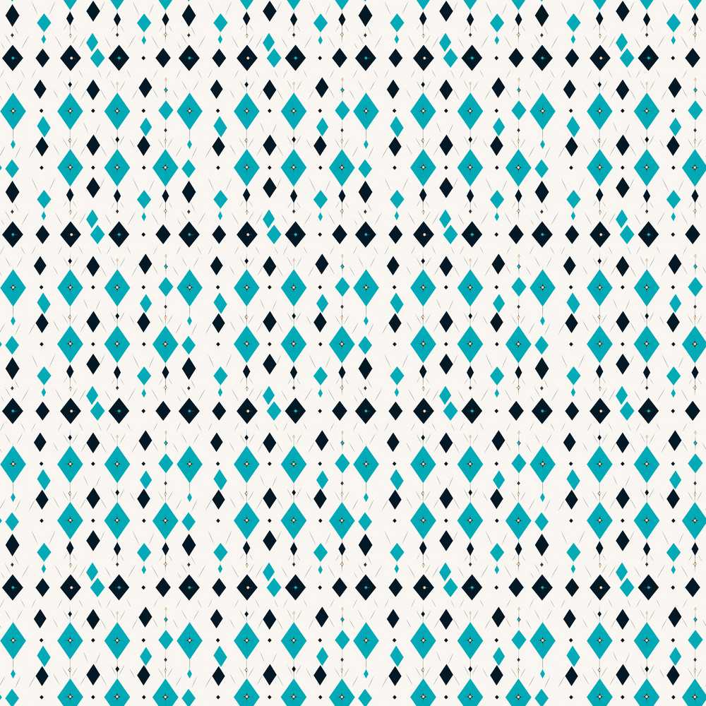 Minimal Teal Black Diamond Geometric Repeat Pattern Decorative
