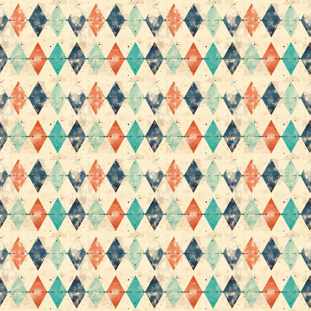 Vintage Distressed Diamond Geometric Repeat Pattern Decorative Design
