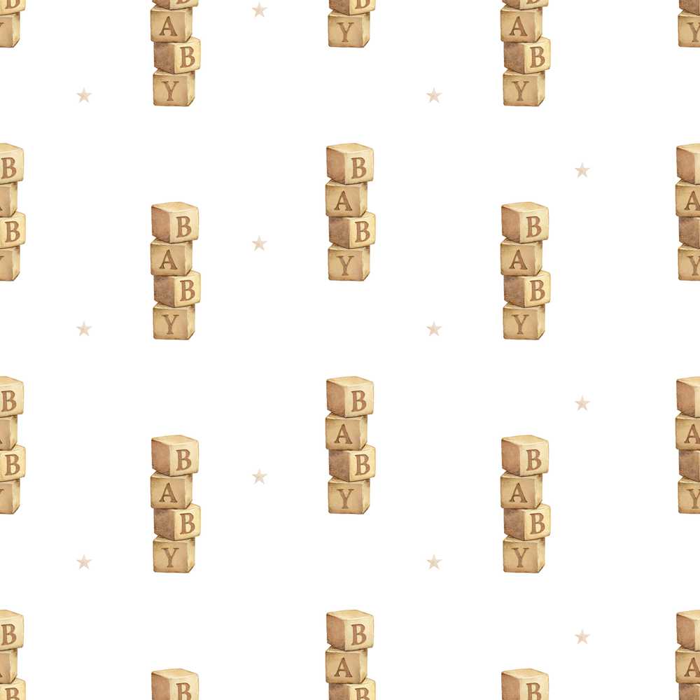 Baby Wooden Alphabet Blocks on Soft Grey Decorative