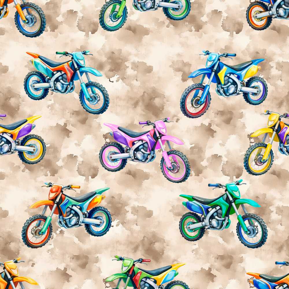 Colorful Kids Dirt Bike Motocross on Beige Background