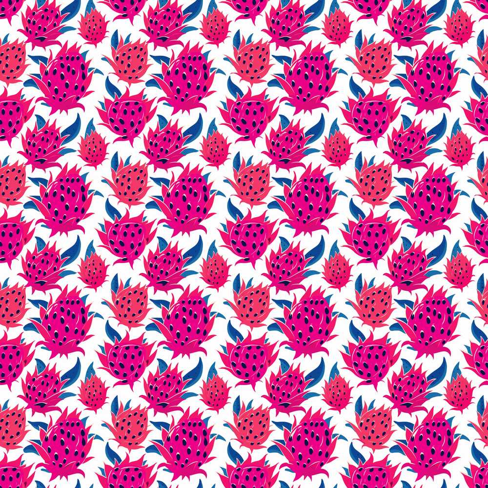 Dragon Fruit with Blue Leaves on Light Background Wildflower