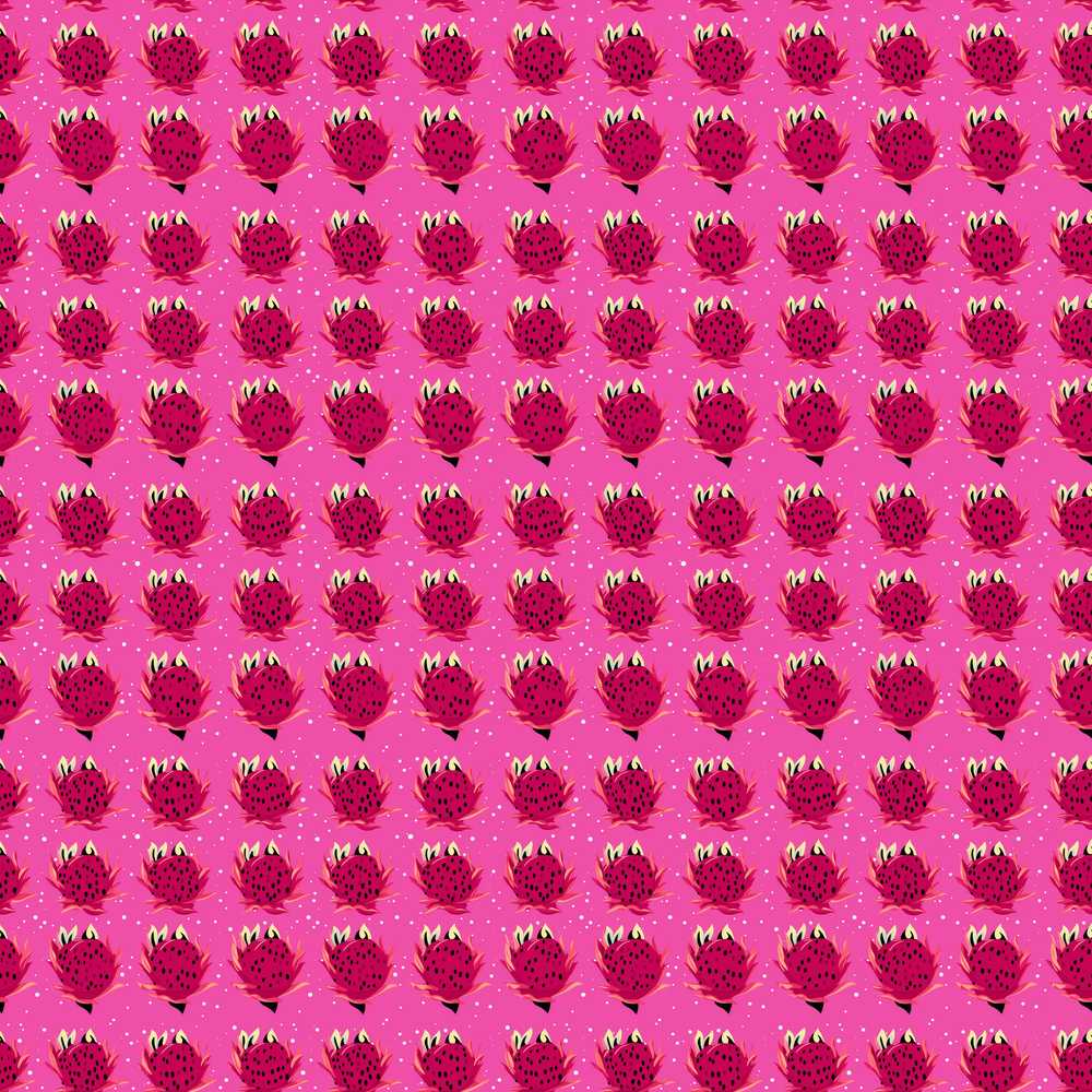 Small Dragon Fruit Repeat on Pink Background Illustration