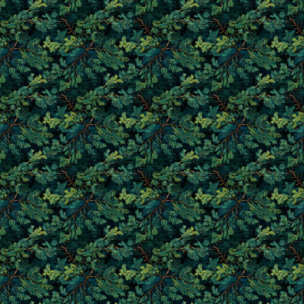 Vintage Pine Tree Repeat on Beige Background Decorative