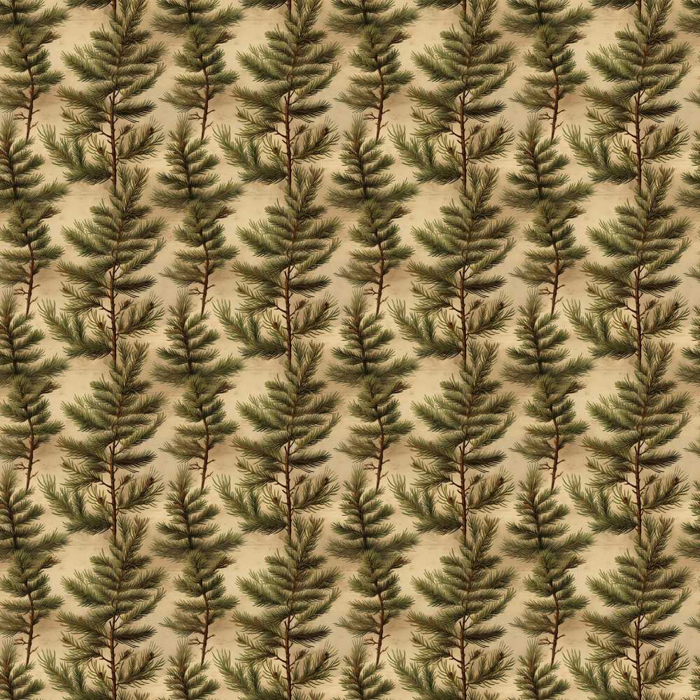 Woodland Pine Tree Landscape with Forest Silhouettes Decorative