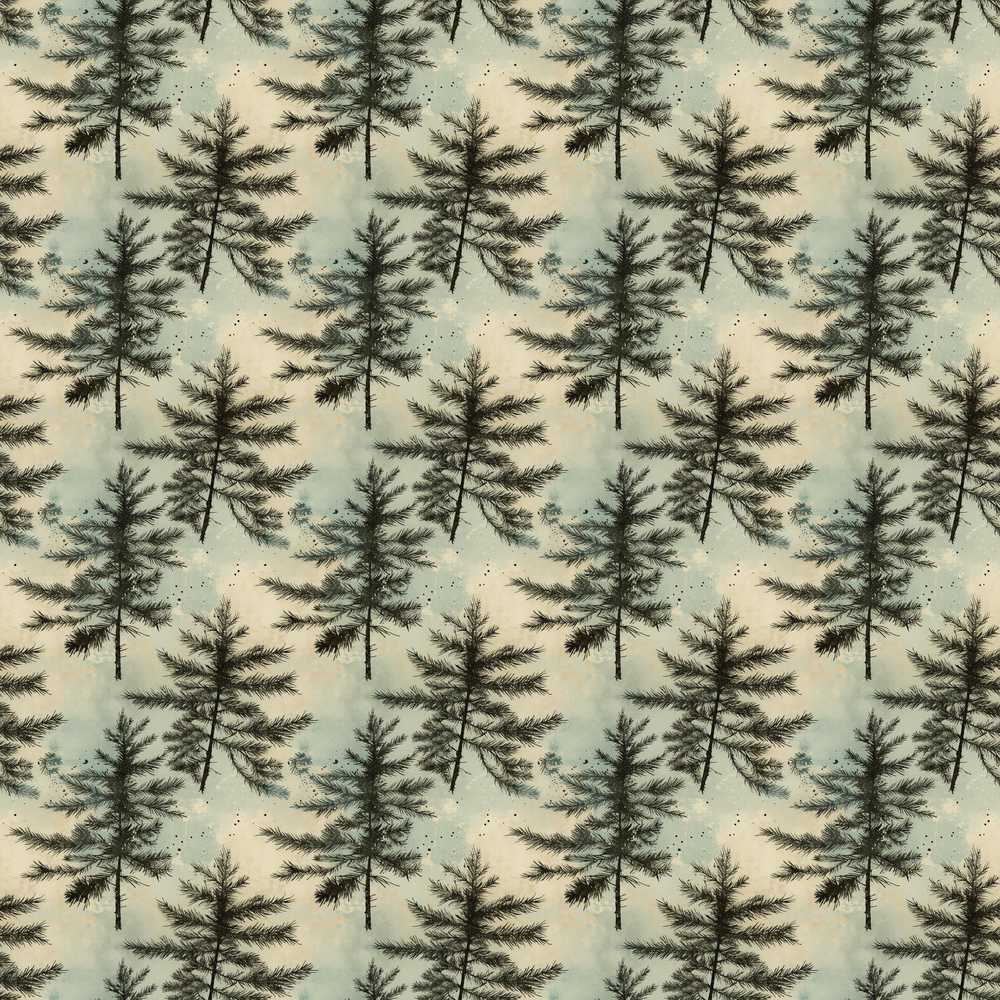 Vintage Pine Tree Silhouette on Soft Neutral Background with Subtle