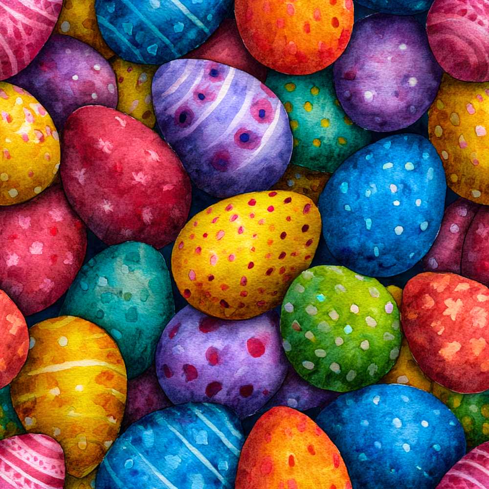 Hand Painted Easter Egg with Dots and Decorative Details