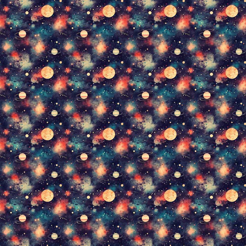 Vibrant Galaxy Planets Nebula Space Dark Cosmic Illustration