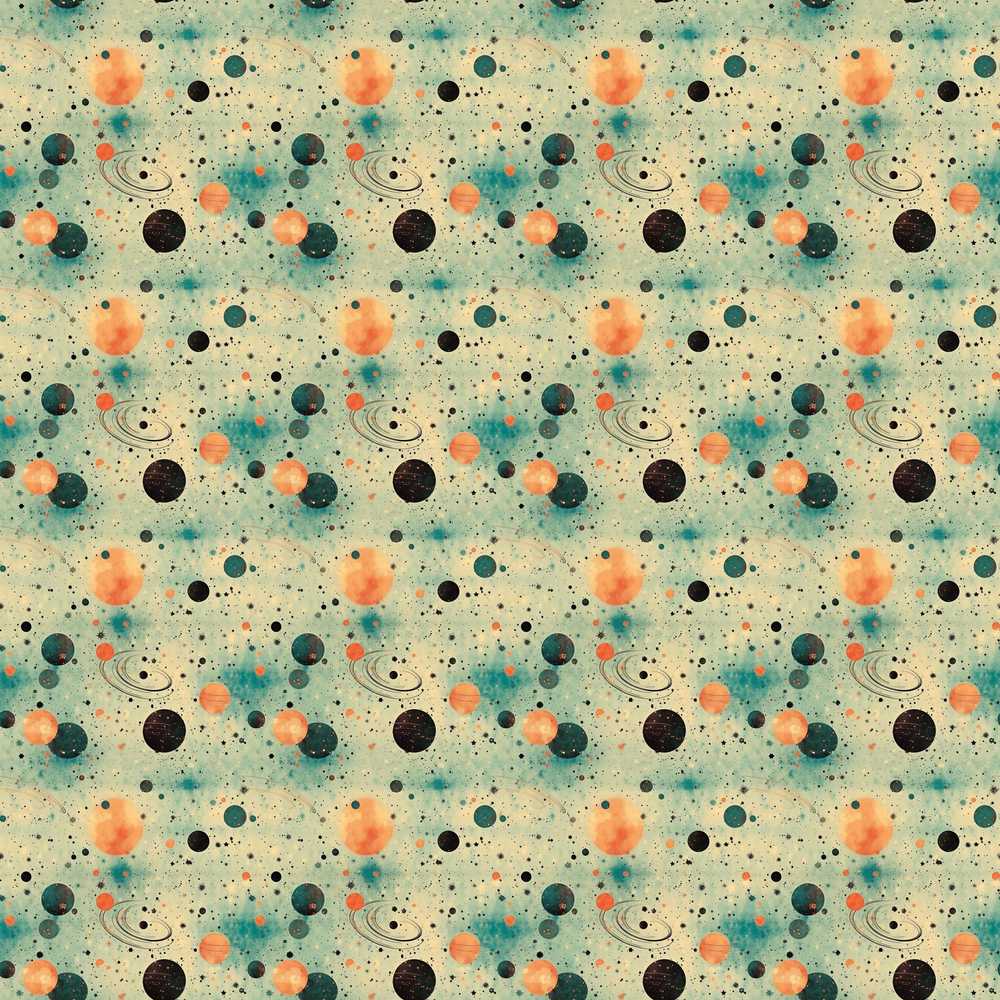 Soft Teal Orange Abstract Planets Space Minimal Cosmic