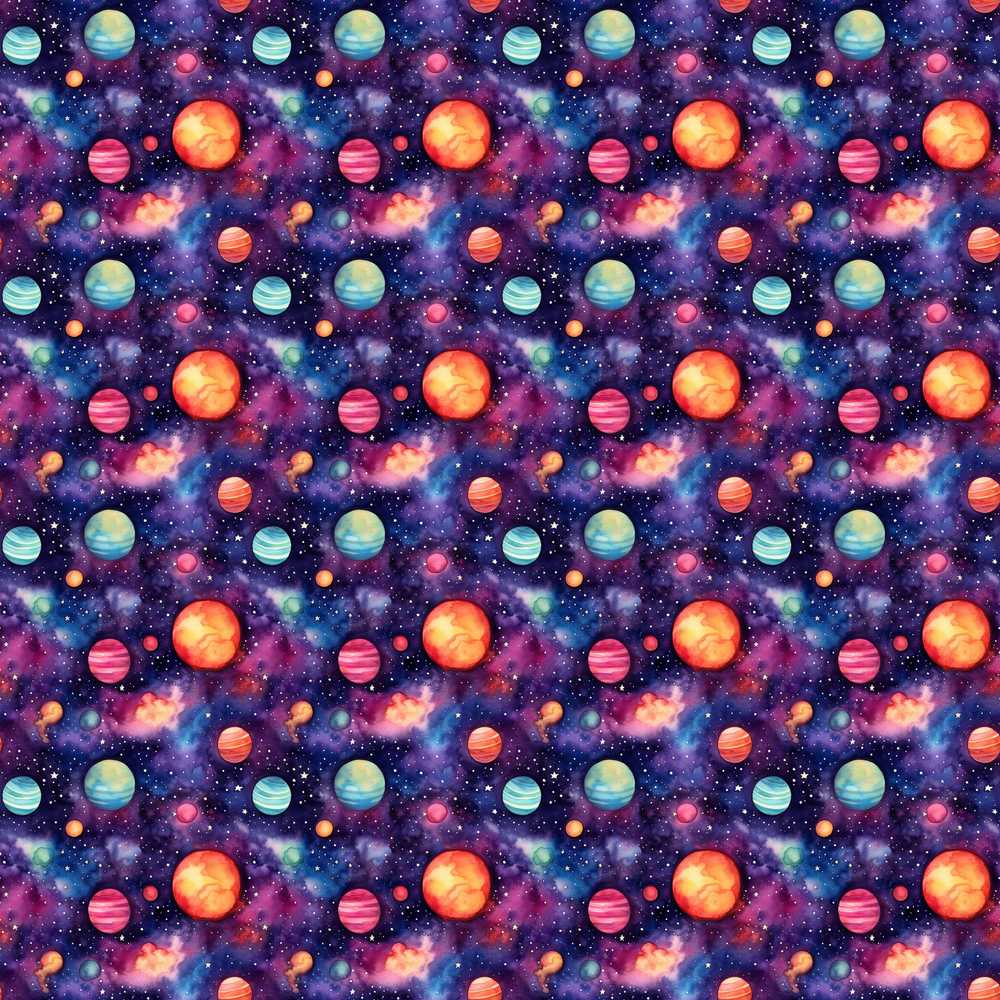 Colorful Cartoon Planets Galaxy Purple Space Fun Cosmic