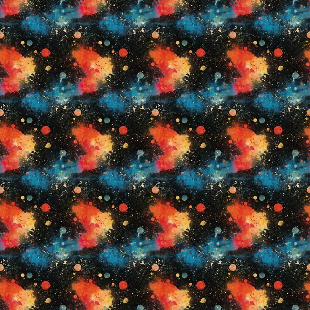 Abstract Cosmic Paint Splash Orange Blue Space Dark