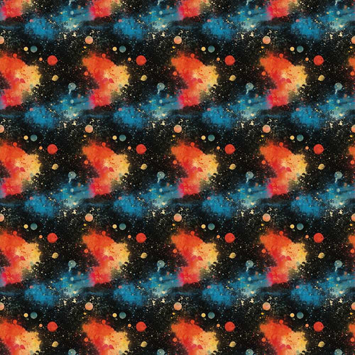Abstract Cosmic Paint Splash Orange Blue Space Dark