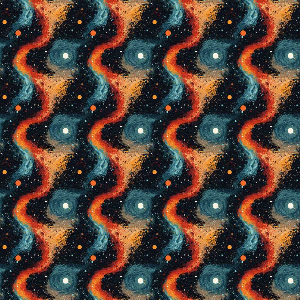 Abstract Flowing Orange Blue Cosmic Space Artistic Illustration