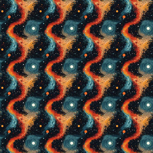 Abstract Flowing Orange Blue Cosmic Space Artistic Illustration
