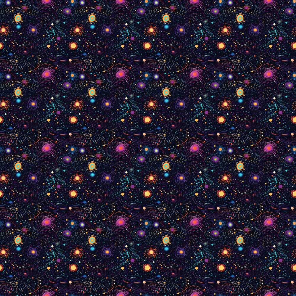 Neon Galaxy Swirl Dots Cosmic Space Night Sky