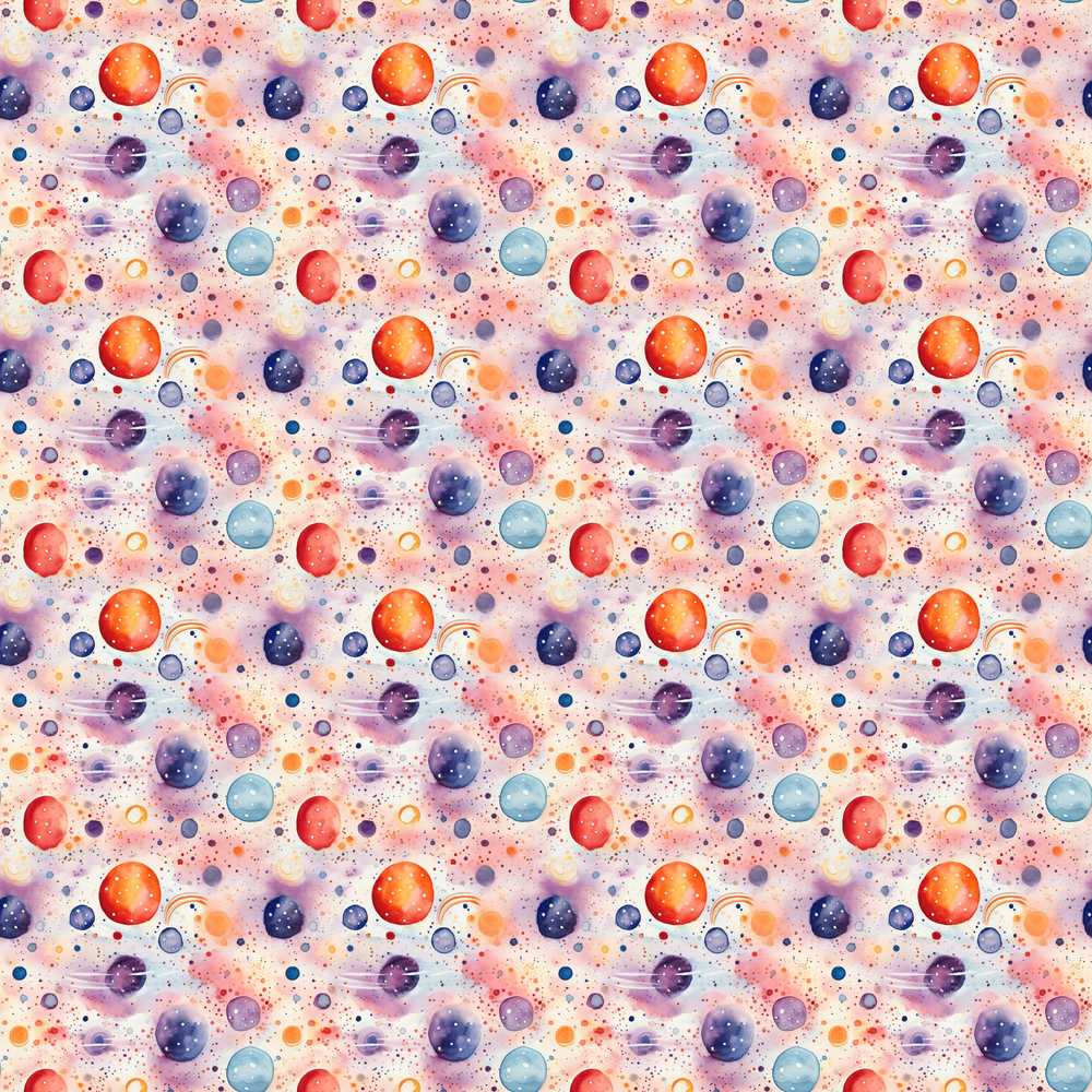 Watercolor Planets Dots Space Light Cosmic Illustration Pattern